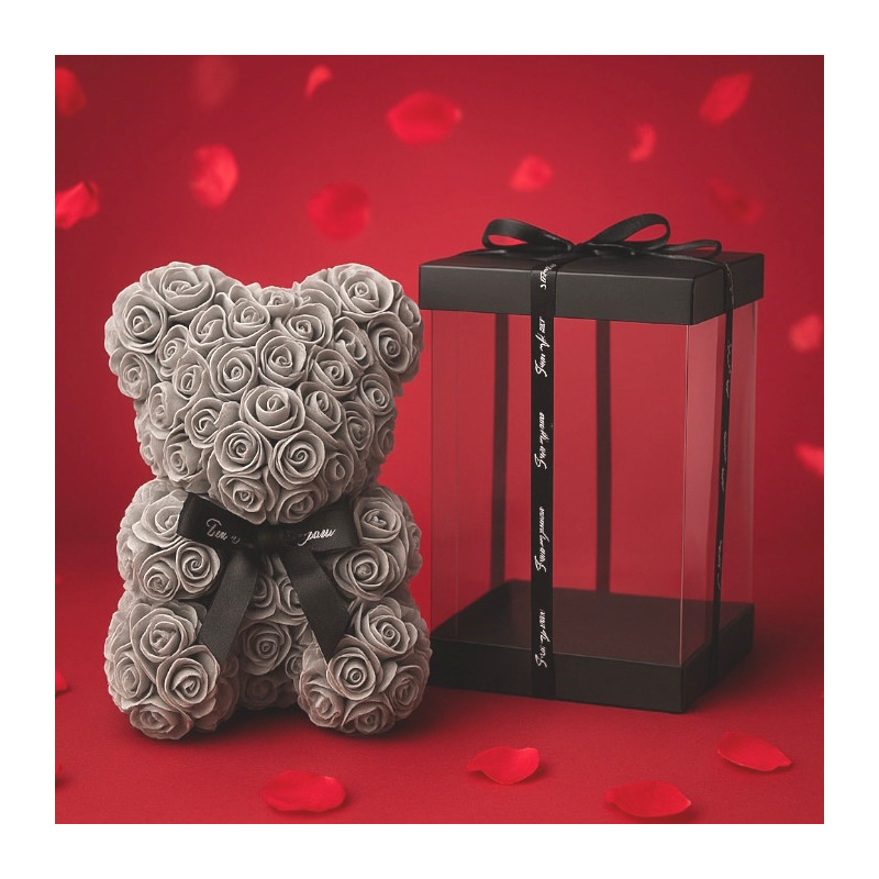 Schaumrosen Bär grau 25cm