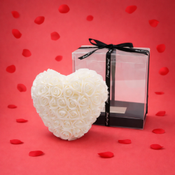 Schaumrosen Herz weiss 15cm