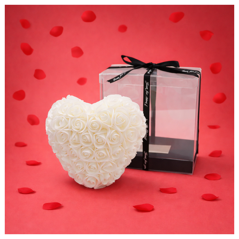 Schaumrosen Herz weiss 15cm