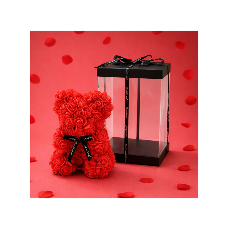 Schaumrosen Bär rot 25cm